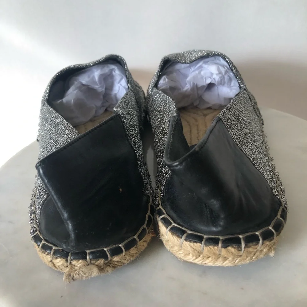 Zara Black and Silver Slip-On Espadrilles